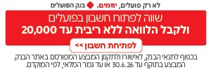 באנר פרסומות בנק הפועלים - פתח חשבון קבל הלוואה