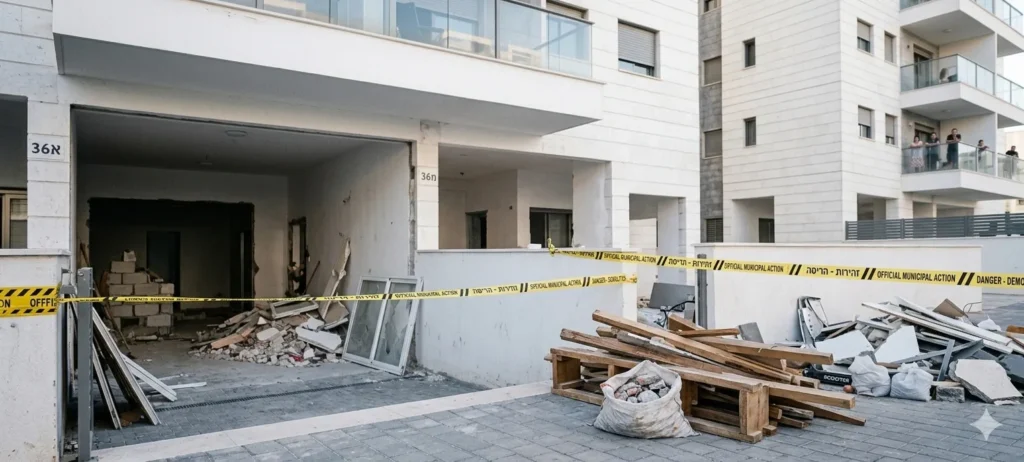 דרמה בשכונת הסופרים: דחפורי העירייה פשטו על הבניין המריבה