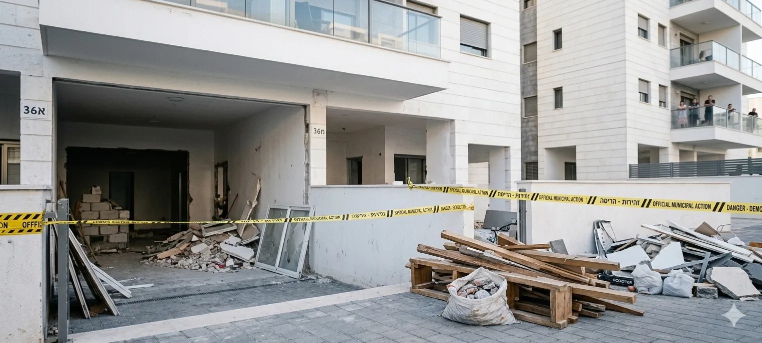דרמה בשכונת הסופרים: דחפורי העירייה פשטו על הבניין המריבה